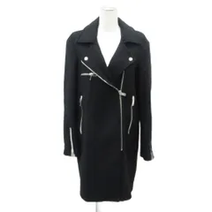 ザラウーマン ZARA WOMAN ライダースコート ロング丈 ウール M 黒 ジップアップ 8223744 /SY35 ■GY61のサムネイル