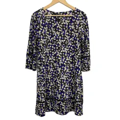 DIANE VON FURSTENBERG(DVF)(ダイアン・フォン・ファステンバーグ) ワンピース サイズ6 M レディース美品  - 黒×ブルーパープル×マルチ