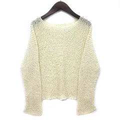 ヒロココシノ HIROKO KOSHINO トランク TRUNK コットン 抄織糸 ボートネック 透け編み ニット セーター 長袖 アイボリー 9のサムネイル