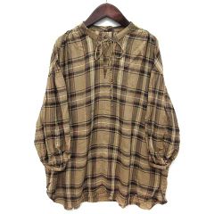 23区 洗える✨ シルク麻混 バンドカラー ギャザーブラウス ゆったり 