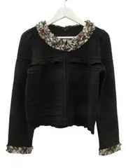 トゥービーシック TO BE CHIC ニットジャケット カーディガン ノーカラー 長袖 ブラック 黒 Ⅲ フリル 羽織 上着 トップス アウターのサムネイル