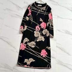 近年美品 LEONARD レオナール ベロア ストレッチ ワンピース 44 - メルカリ