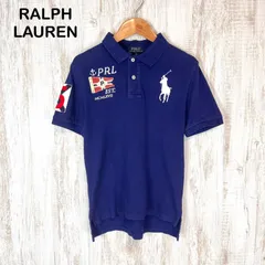 00s POLO RALPH LAUREN ポロラルフローレン ビッグポニーロゴ刺繍 鹿の子 半袖ポロシャツ ネイビー  y2kのサムネイル