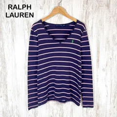 RALPH LAUREN ラルフローレン ポニー ロゴ刺繍 ボーダー ロンT パープル レディースのサムネイル