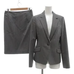 グリーンレーベルリラクシング ユナイテッドアローズ green label relaxing スーツ セットアップ ジャケット スカート 背抜き ストライプ 38 グレー /JS