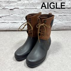 使用感あり】AIGLE レザーブーツ ブラウン EUR42 - メルカリ