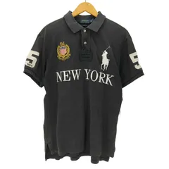 ポロラルフローレン POLO RALPH LAUREN ビッグポニー NEW YORK 星条旗 エンブレム ナンバリング 刺繍 ポロシャツ メンズ import：L 