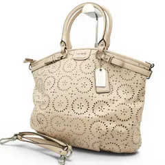 COACH コーチ ショルダーバッグ トートバッグ ワンショルダー マディソン 2way レースレザー パンチング A4収納可 肩掛け ベージュ系 上品 フェミニン