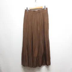 ユニクロ UNIQLO 美品 ギャザー ロング スカート L 茶 ブラウン 裏地付き