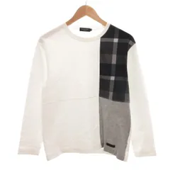 ブラックレーベル BLACK LABEL 美品 Tシャツ ロンT M 白 ホワイト 長袖 ラウンドネック チェック柄切り替え /IL ■ECG003のサムネイル