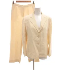 マックスマーラ MAX MARA 白タグ リネン セットアップ テーラードジャケット パンツ スラックス USA 2 白 ホワイト 無地 ノッチドラペル 麻  /IL ■ECG003のサムネイル