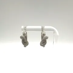 CELINE ノット スパークル フープ メタル×クリスタル シルバー ピアスのサムネイル