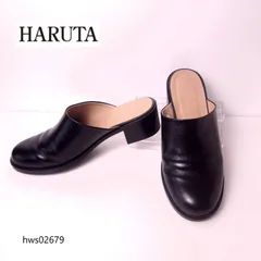 ハルタ HARUTA スポック レザーミュールサンダル サボ 黒 24.5cm EEE SPOCK ブラック 本革 3E 日本製 レディース 美品 シューズ 靴 スリッポン 太ヒール スポックシューズ チャンキーヒール ローファー サンダル hws02679のサムネイル