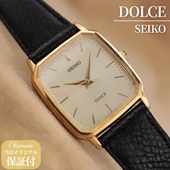 セイコー ドルチェ 8J41-5000 SEIKO DOLCE 角型 スクエア ゴールド クォーツ ドレス レザー  27mm 1987年製 電池交換済 【６ヶ月保証】 CH437
