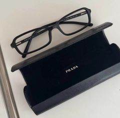 ブラック VPR13ZD メガネ プラダ PRADA 度なし 53mm クリア スクエア レディース 53 1AB1O1 15ZV PR 眼鏡 プラダ 美品 ケース箱付き 小物