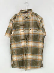 DIESEL ディーゼル シャツ/ブラウス S ベージュ コットン チェック柄 刺繍 ミドル丈 半袖 レギュラーカラー メンズ
