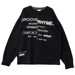 GROOVE RHYME(グルーヴライム) プリンティング ブラック スウェット LARGEのサムネイル