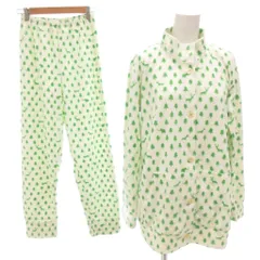 ツモリチサト TSUMORI CHISATO 美品 セットアップ 上下セット ナイトウエア パジャマ カットソー パンツ M 白 ホワイト 緑 グリーン ツリー柄 アニマル柄 長袖 スタンドカラー /TL ■ECF004のサムネイル