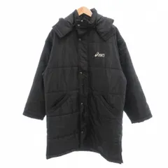 アシックス asics ベンチコート M 黒 ブラック フード付き キルティング ミドル丈 /SJ ■ECF004