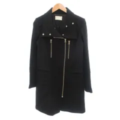 ザディグ エ ヴォルテール ZADIG & VOLTAIRE 美品 コート ウール S 黒 ブラック アシンメトリージップ ショールカラー ミドル丈 /SJ ■ECF004のサムネイル