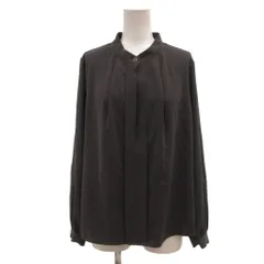N.Natural Beauty Basic N.ナチュラルビューティーベーシック シャツ ブラウス M 杢グレー 長袖 バンドカラー プリーツ シフォン /NU ■ECF005のサムネイル