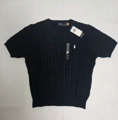 新品タグ付 ラルフローレン POLO半袖ケーブルニット 紺 ネイビー S