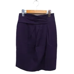 バナナリパブリック BANANA REPUBLIC タック タイト スカート ミニ ウール混 シルク混 バックジップ 0 紫 パープル /NT14