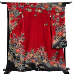 振袖 袷 宮崎 紅型 蝶 松竹梅 鴛鴦 牡丹 落款あり - メルカリ