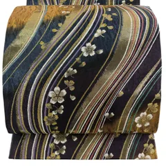 【美品】 袋帯 秀品 桜 花弁 箔 金糸 紫 六通 正絹 【中古】