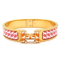 HERMES(エルメス) バングル クリックH ゴールド×白×ピンク×オレンジ 千鳥格子のサムネイル