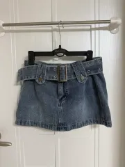 (新品) y2k ベルト付き デニムスカート ハーフパンツ ミニスカートのサムネイル