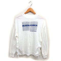 파퍼 furfur 모크 넥 컷소우 T셔츠 슬릿 리본 프린트 영자 투명감 긴소매 ONE 화이트 화이트 /NT30