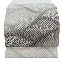 紬 身丈162cm 裄丈65cm M 袷 花唐草 幾何学 焦茶色 正絹 秀品 【中古