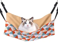【特価セール】ヒモ調整可能 ポリエステル 56cm x キャットハンモック 46cm 耐荷重10KG 大きい ペット Blueekin ベッド ねこハンモック ケージ用 ハンモック 通気性 日向ぼっこ 遊び場 猫 金具丈夫 丸洗い 夏冬両用（三角）のサムネイル