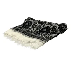 DOLCE&GABBANA(ドルチェアンドガッバーナ) ストール(ショール) - 黒×白 花柄 シルクのサムネイル