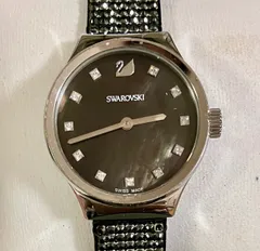★稼働品★スワロフスキー Swarovski/ドリーミー Dreamy★石付き ブラックシェル文字盤★QZ★レディース腕時計★のサムネイル