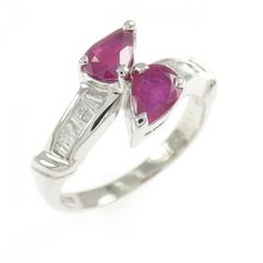 0.841ct ハートシェイプダイヤモンド ルビー プラチナリング - メルカリ