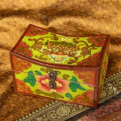 ネパール直輸入】チベタンボックス 木製 小物入れ 手描き 魔除け 骨董