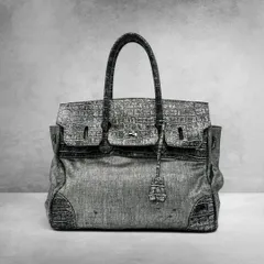 SPECCHIO Denim Croc Embossed Hand Bag スペッチオ ハンドバッグ デニムバッグ クロコ型押し ターンロック シルバー archive y2k grunge fairy grunge vintage 平成ギャル 2893のサムネイル
