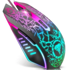 【特価商品】RGBライト付き 光学式 マウス 6ボタン ゲーム用 1200~3600 4段階DPI切り替え 有線 USB接続 多ボタン ゲーミングマウス マウス 人体工学デザイン BENGOO Window/Mac/Vistaに対応可能のサムネイル