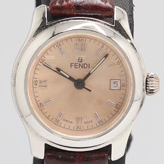 稼動】FENDI 腕時計 210L レディース ズッカ レザーベルト クォーツ