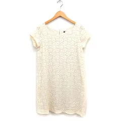 プロポーション ボディドレッシング PROPORTION BODY DRESSING タグ付き レース ワンピース 半袖 ひざ丈 ボートネック ストレートライン 3 アイボリー 白 /FT36