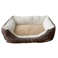 新品 イケヒコ 寝具 ペット ペットベッド Lサイズ スクエア バラン クッション 約54×37×19cm ブラウン 犬 猫 小型犬 ベッド 裏面滑り止め加工 あたたかい 保温シート入り 寝心地良い ふかふか ふわふわ 保温効果 ＃1410320025626のサムネイル