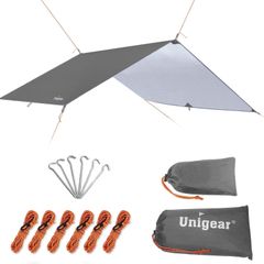 [Special Offer] Outdoor Shade with Storage Case, Portable Sun Shelter, 2-6 Person Capacity, Heat Shielding, UV Protection, High Water Resistance, 4 Sizes (Gray, Lightweight Tent/Tarp, L (300*300)), Camping Waterproof Tarp, Unigear