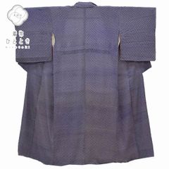 小紋　身丈153　セミフォーマル 小紋 リサイクル着物 身丈153cm 裄丈63cm 正絹 縞文様 Mサイズ Sサイズ