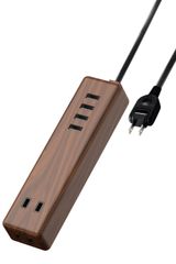 【在庫処分】コンセント×2) (USBポート×4 1.5m 12W USBタップ ウォールナット 電源タップ ECT-0415W エレコム