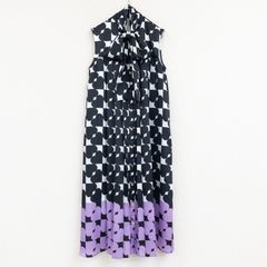 プリーツプリーズ 13AW ジオメトリックプリントプリーツノースリーブ 