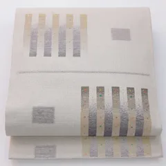 お買い得品！袋帯 帯丈456cm 正絹 六通 インフォーマル 創作柄 クリーム系 1243-02334
