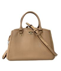 COACH クロコ型押し ハンドバッグ ベージュ - メルカリ