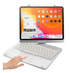 (銀) 収納可能 充電 Pencil Apple トラックパッド カバー 折り畳み バックライト 一体型 キーボードケース 第6/5/4/3世代 12.9 Pro iPad iPad タッチパッド搭載 キーボード (M3/M2) 13インチ Air 2024 